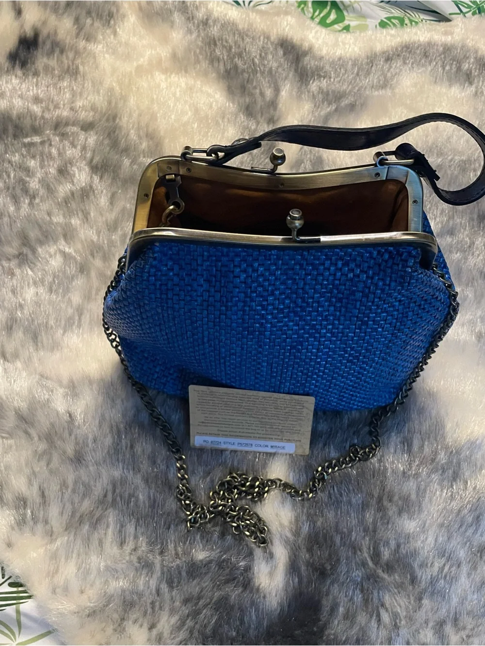 Patricia Nash Laureana Woven Leather Satchel Mirage Blue